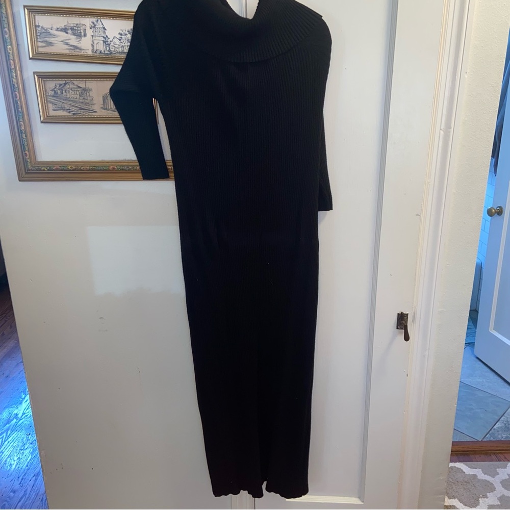 Fashion to Figure off the shoulder cowl ribbed sweater dress
